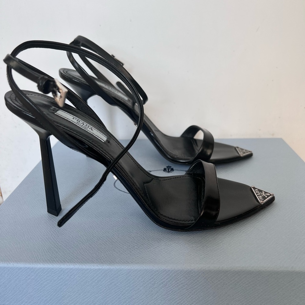 Prada Pointed Toe Ankle Strap Sandals
